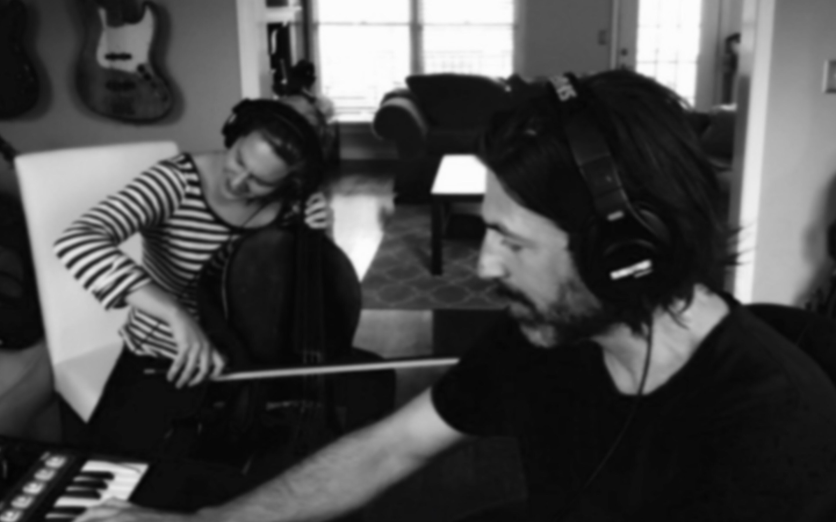 Composer Adrian Walther works with a cellist to create royalty free soundtrack music for all types of projects.